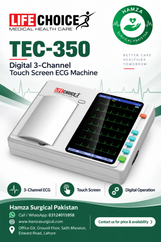 LifeChoice TEC-350 Digital 3-Channel Touch Screen ECG Machine