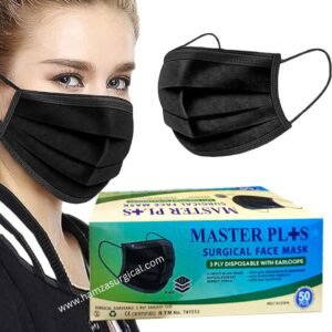 Master Plus Surgical Disposable Surgical Face Mask – 50 Black Masks