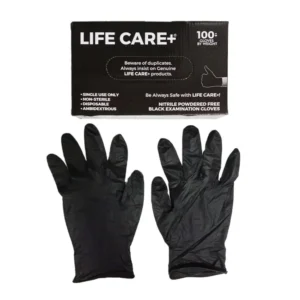 LifeCare Nitrile Disposable Gloves Black Color – 100 pcs