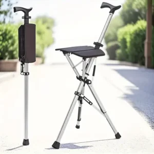 Portable Folding Walking Stick with Seat for Travel & Umrah