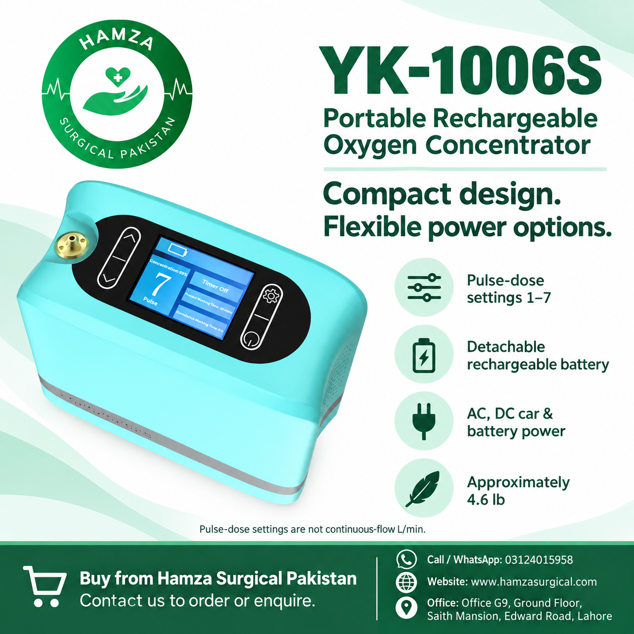 YK-1006S Rechargeable Portable Oxygen Concentrator Machine