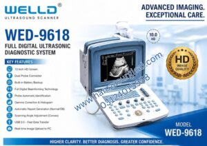 WELLD WED-9618 Full Digital Ultrasonic Diagnostic System – Portable Ultrasound Scanner with 10 Inch HD Screen