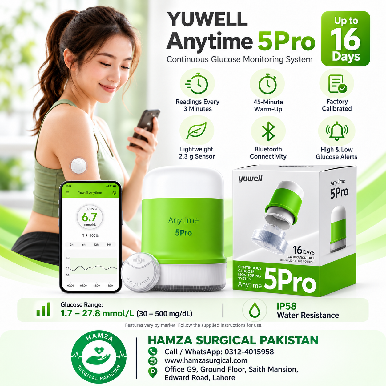Yuwell Anytime 5Pro Continuous Glucose Monitoring System – 16-Days Sensor Yuwell Anytime 5Pro Continuous Glucose Monitoring System – 16-Days Sensor
